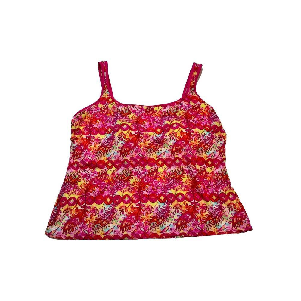 Kim‎ Rogers Swimsuit Tankini 22W Pink Floral Colorful Bright Beach Tropical